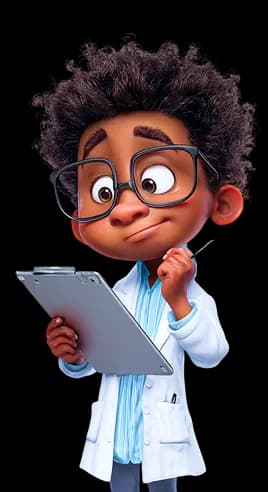 Estudante com óculos e jaleco