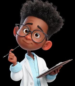 Menino Genius com lápis e prancheta